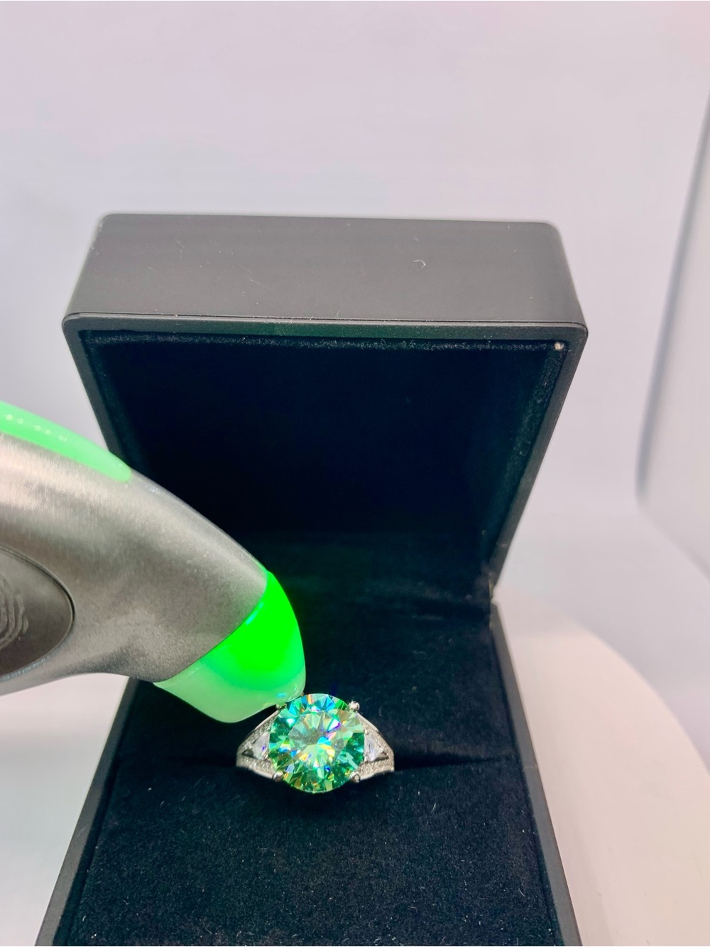 Green Blue Vintage Solitaire Moissanite Ring Women Jewelry 5 Ct 925 Silver GRA - Picture 2 of 11